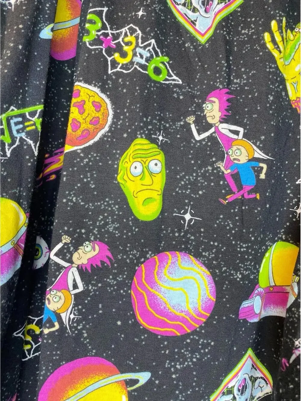 Rick and Morty Pants Green/Black Multi Lounge Pajama Joggers Mens XXL~ EUC